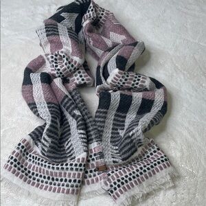 Mackage Aro Black, Pink, and White Geometric Scarf